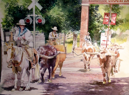 Longhorn Cattle Drive at the Fort Worth Stockyards